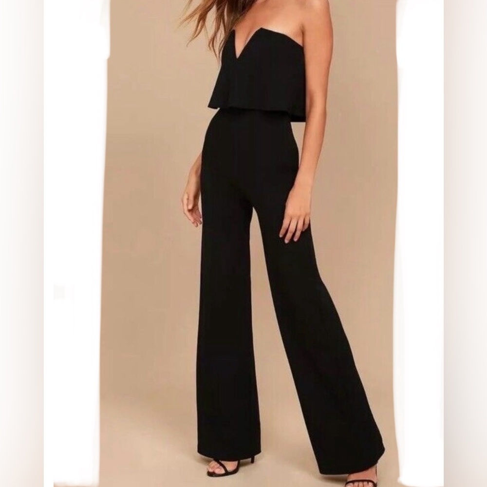 Lulu's Black Strapless Jumpsuit